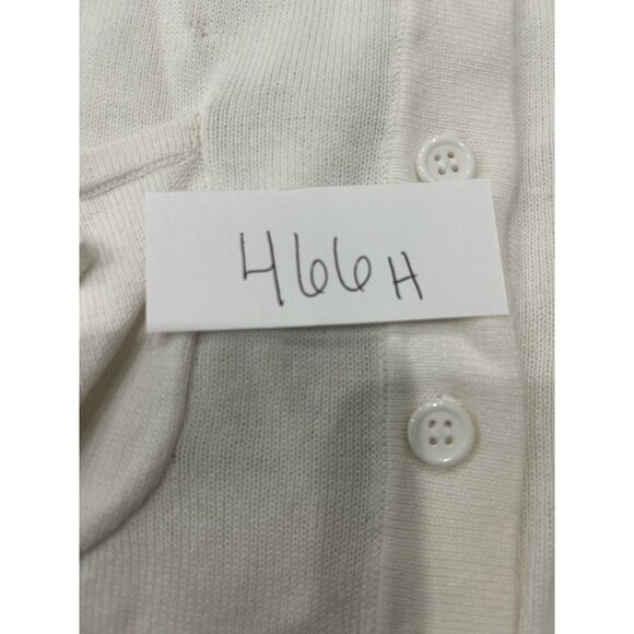 Chadwicks Button Front Pleated Cuffs Cardigan Sweater Off White Sz Medium Cozy - Picture 9 of 10